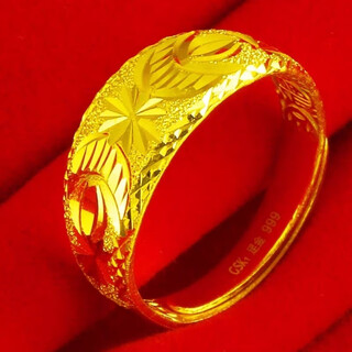 Oaz 24k gold 999 gold ring for men and women living plain gold ring plain gold solid gold plated gift for women 4.2g