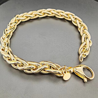 Oeinoein orange trendy italian style 18k gold square twist bracelet & necklace fashionable european and american style 8.41g 19cm