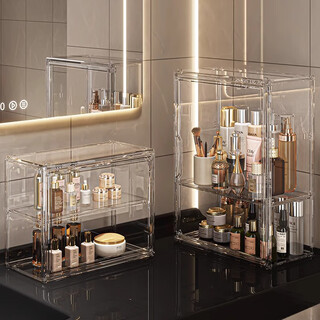 Miduoyu cosmetics storage box desktop high-end acrylic dustproof large capacity dressing table skin care product lipstick storage rack large size - 3 layers high transparency/dustproof