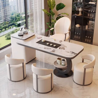 Slate balcony tea table and chair combination light luxury modern kettle integrated coffee table living room household small tea table single table pattern optional 1.2 meters free tea set