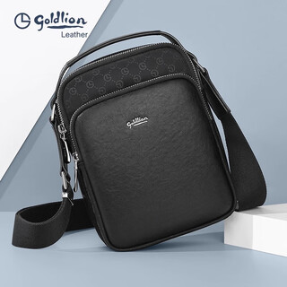 Goldlion men's bag hot style printed shoulder bag men's business day bag fashion casual handheld crossbody bag trendy black default specifications1