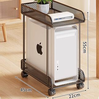 Fan lilin computer host bracket removable home desktop office with pulley chassis base bracket tray storage rack black small double layer encryption reinforcement comes with pulleys