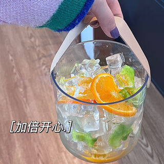 Chaosihui portable transparent fruit basket fruit plate living room household snacks dried fruit plate ice bucket internet celebrity strawberry bucket cake shop flocking belt portable bucket tall small size