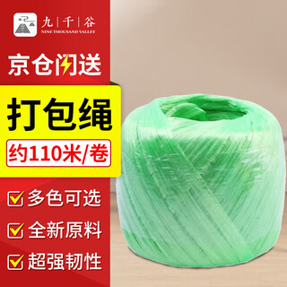 Jiuqiangu packing rope, bundling and packing plastic rope, nylon packing rope, packing belt, warehouse packing rope, grass ball rope, thickened, wear-resistant, no hurt to hands, green 150g/roll about 110 meters