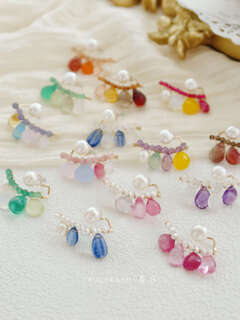 Shien japanese light luxury natural stone niche earrings original design crystal moonstone tanzanite ear row 14k gold covered women special note pearl earrings are an extra bonus