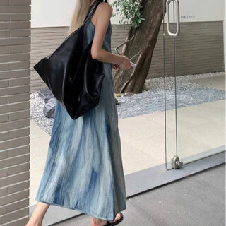 Bo naling suspender dress women's 2025 new summer loose lazy style french travel seaside vacation beach long skirt french tie-dye suspender dress m (recommended 100-125 jin jin equals 0.5 kg)