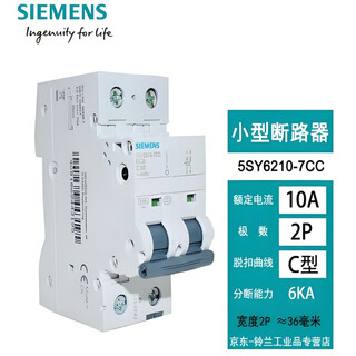 西门子 低压断路器 10A 2P 5SY6210-7CC MCB C10 单位：个