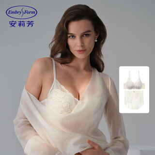 Embry 2025 new product starry rose comfort cup lace bra women's small breast push-up no wire bra set gardenia white crm 75b l