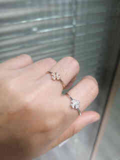 Hunter 18k gold rose gold natural diamond four-leaf clover ring heart-shaped light luxury women's ring exquisite and versatile gift 18k white size 14 hand size 1.48g0.036ct