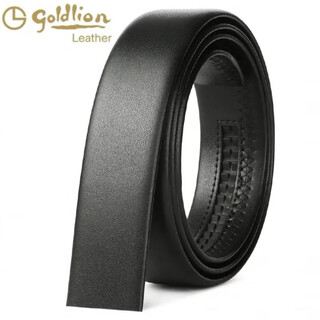 Goldlion belt without head, genuine leather for men, automatic buckle, headless belt, first layer pure cowhide, buckleless trousers, waist chain, plain black, first layer cowhide 3.5cm 115cm