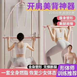 Hengweian back training tension rope multifunctional tension belt fitness resistance stretch belt tension yoga pilates shoulder opening and back beauty equipment 125 lbs - tension rope + push-pull rod 13-piece set