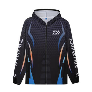 Dayiwa ice silk sun protection clothing breathable sun protection summer thin fishing clothing anti-mosquito luaji fishing sun protection clothing dark blue. sun protection clothing with hat on the back m