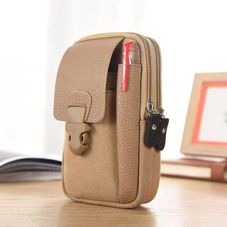 Feiyuejia mobile phone bag men's waist bag construction site work waist bag men's outdoor sports with pencil case wear belt canvas mobile phone bag khaki color