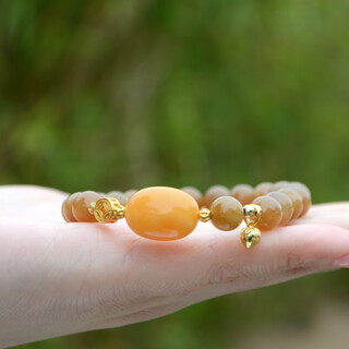 Her generation natural beeswax and field jade bracelet, national trend new chinese style gift with certificate, tang jade (761655) 8mm
