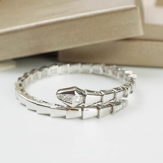 Iosn18k rose gold snake bone spirit snake bracelet au750 counter same style diamond snake head open snake shaped bracelet gift head and tail diamond white gold