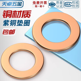 Tianzhuo hardware national standard pure copper full copper gasket marine table seal copper round screw metal flat washer m3-m60mm m5*10*1.5 (30 pieces)