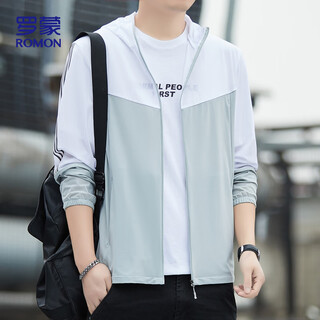 Romon sun protection jacket for men summer ice silk breathable casual outdoor anti-uv fishing jacket for men 1226a light gray 2xl