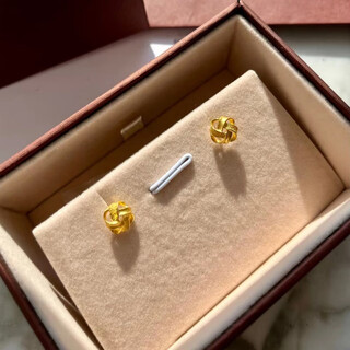 Rsrddy old phoenix gold store same style gold wishful knot cookie earrings female auspicious earrings earrings gift 18k gold earrings one pair