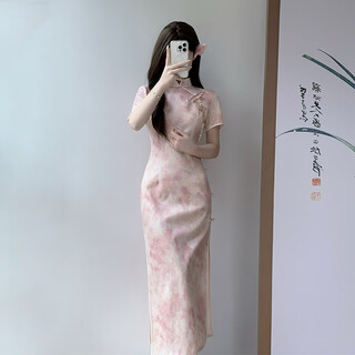Spring man pink 2025 all-inclusive cheongsam women's new chinese style young style engagement high-end atmosphere upgrade slim pink s