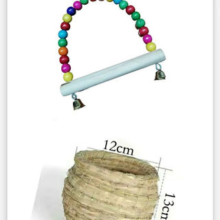 Runhuanian parrot solid wood ladder autumn toy myna myna bird supplies bird nest bird cage decoration complete set log trumpet swing + bird nest