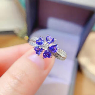 Wei ci heart-shaped natural tanzanite ring for women live mouth 925 silver group inlaid with blue gems thick ring arm fashion special gift