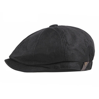 Huigyaay octagonal hat for men, spring and summer thin breathable imitation hemp cap for men, british retro casual beret hat for women, black, one size fits all
