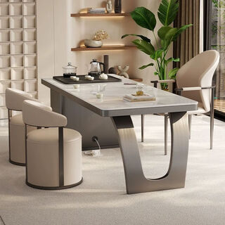 Italian modern simple tea table light luxury balcony slate tea table tea table kung fu tea table and chair combination 12mm thickened slate (black gold stone tea tray) 1.2 meters tea table (single table)