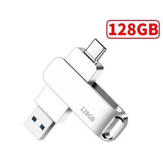 u盘手机电脑通用鸿蒙双接口大容量3.0高速金属定制u盘 银色128[G]