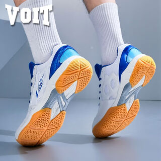 Voit professional volleyball shoes, lightweight, wear-resistant, breathable, non-slip, competition training badminton and tennis shoes, white and blue 37 (235mm)