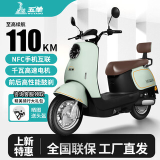Wuyang official genuine electric motorcycle 60v72v high power electric vehicle nfc long range daily commuting electric motorcycle khaki green/kw high power motor/front and rear drum brakes 60v26a black gold graphene battery