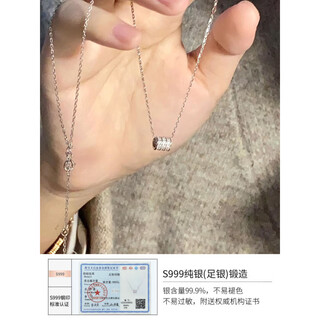 Laohuangxiang new small waist 999 pure silver necklace women's light luxury niche pure silver pendant 2025 new lover necklace 999 pure silver one item one inspection