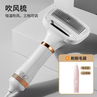 Helloleiboo pet hair dryer, all-in-one mute dog hair blowing comb, bathing and blowing tool, drying cat hair dryer, classic white - integrated hair dryer + foot shaver rechargeable model