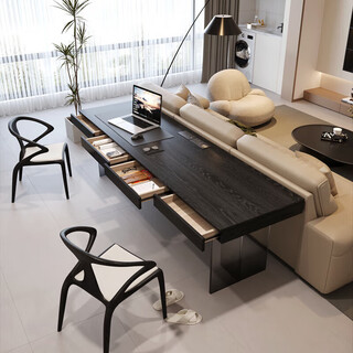 From now on, solid wood desk with drawers, living room double study table, transverse hall sofa, italian style light luxury long office computer table, new zealand pine desktop + four drawers/without socket, length 180*width 60*height 75cm