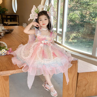 蚁派女童洛丽塔吊带裙2025新款儿童美乐蒂甜美连衣裙生日礼服蓬蓬纱裙 粉红色(6628美乐蒂吊带裙) 110 建议3-4岁 (身高105左右)