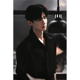 芝兴黑色长袖衬衫男春秋季冰丝衬衣白敬亭桑延同款痞帅西装内搭薄外套 黑色【春秋长款-升级款】 XL 【适合120-145斤】