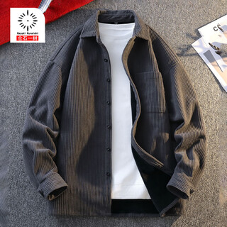 Kuraishi kazuki trendy brand light luxury coat shirt-style jacket men's 2025 new autumn and winter lapel fashion loose top gray xl about 130~155jin jin equals 0.5kg can be worn