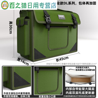 Junmo tool bag multifunctional repair canvas large thickened wear-resistant tool bag portable electrician male diagonal postman casual bag tiger list--green new enhancement 02 extra large