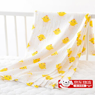 Wenzhi pure cotton gauze thin newborn delivery room wrap summer baby bath towel baby soft blanket wrap sheet little yellow chicken double layer 110x110