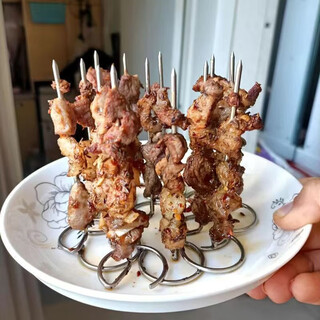 Mupson food grade 316 stainless steel air fryer grill round hanging stainless steel vertical kebab rack (grilling needle style) air fryer grill (6 pack)