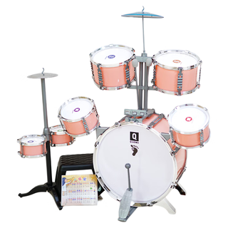 俏娃宝贝儿童架子鼓初学者3家用练习打击乐器2男孩敲打鼓56小孩生日礼物8 2-8岁入门学练粉：大号7鼓架子鼓