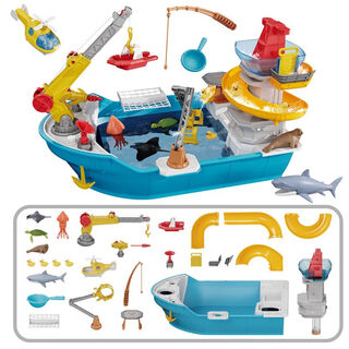 Children's fishing toy baby fishing shark boat indoor water play fishing catching shrimp pirate ship boy fengfeng happy fishing boat