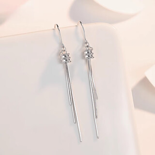 Qianshu pt950 platinum tassel snake bone earrings fashionable platinum small waist ear hook versatile earrings one pair 3.1-3.3 grams