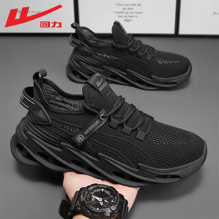 Warrior official men's shoes autumn 2025 new breathable mesh running shoes men's lightweight shock-absorbing sneakers black 42