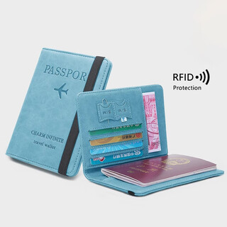 Passport bag protective cover anti-theft brush storage bag holder rfid overseas air ticket boarding pass card holder travel artifact rfid anti-scan-sky blue