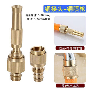 High-pressure water gun adjustable 4 points 6 points universal joint spray gun watering flowers and vegetables irrigation garden car washing artifact copper 4 points 6 points universal spray gun + joint set