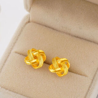 Bzk new gold earrings 999 pure gold ruyi knot earrings women's pure gold 24k 0.01g ruyi knot earrings