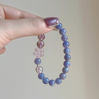 Oein natural crystal tanzanite blue purple rose quartz flower amethyst white crystal single circle bracelet bracelet girlfriend gift tanzanite bracelet (8mm)