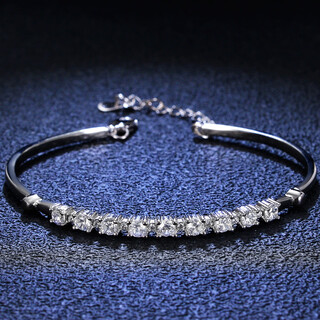 Qiwn925 silver bracelet, moissanite bracelet, moissanite row plated pt950 platinum bracelet, women's gift jewelry