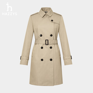 Hazzys (hazzys) shopping mall same style hazzys mid-length double-breasted windbreaker women's jacket, light beige m 170/92a