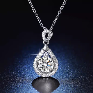 Dl 1998 platinum single pendant pt950 imported technology d color moissanite white gold 18k gold diamond pendant water drop necklace 2 carats (with certificate)
